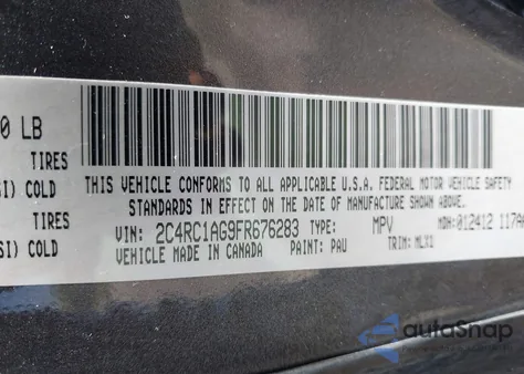 2015 Chrysler Town & Country Lx из США, поврежденный, VIN 2C4RC1AG9FR676283